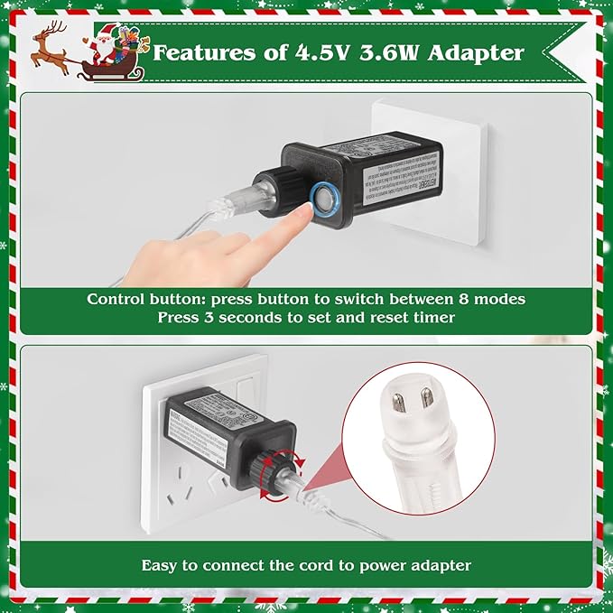 19.3in Christmas Candy Cane Lights with Adapter, 20 Pcs Pathway Light with Snowflake 8 Modes, Outdoor Christmas Decorations for Outside Path, Walkway, Driveway, Sidewalk, Porch, Yard, Garden