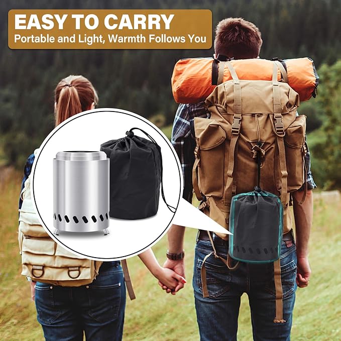 HGD Tabletop Fire Pit, Smokeless Firepit Outdoor, Mini Fire Pit for with Carry Bag for Camping Backyard Patio Garden Picnic, Silver