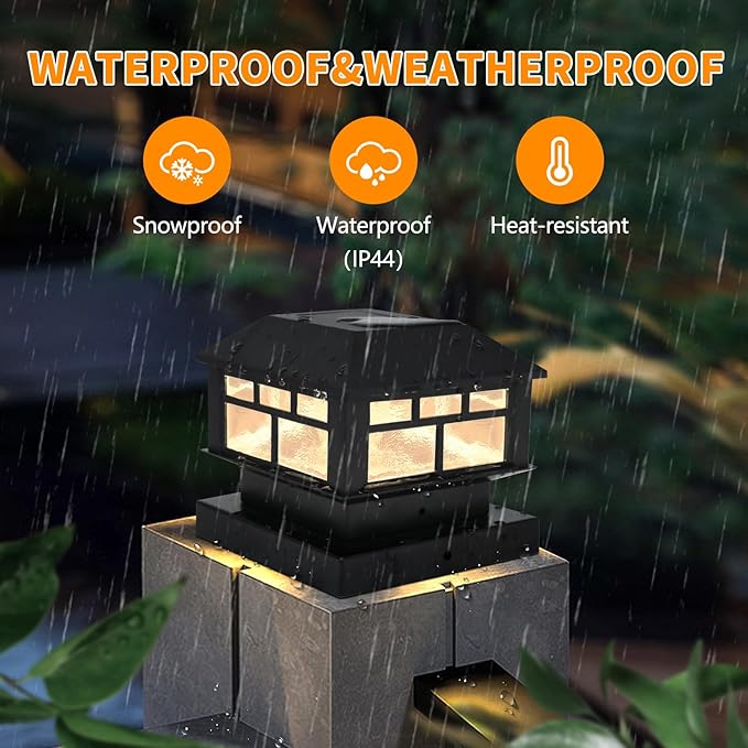 Solar Lights Outdoor, 20LM Fence Lights, Waterproof, 2 Light Modes, Fit 3.5x3.5in & 4x4in Wooden Posts, Solar Power Deck Lights for Garden Deck Patio Decoration (Black 8Pack)