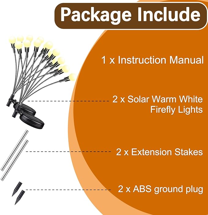 Warm-2Pack 16LED Firefly Warm Changing Lights,Garden Solar Lights Outdoor Decorative,Yard Waterproof Solar (Warm-2pcs)
