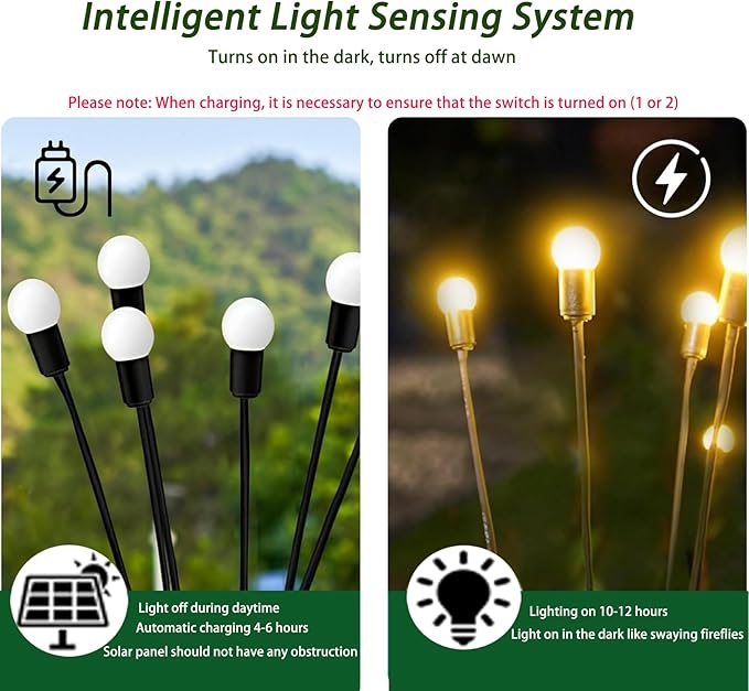 Solar Garden Lights - 6 Pack 60 LED, Waterproof Outdoor Decor for Yard, Patio & Garden (Warm White)