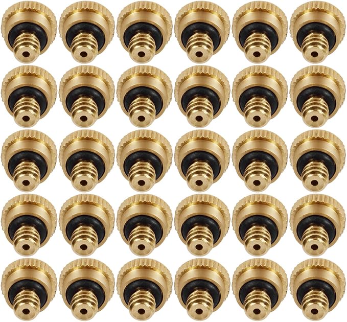Brass Misting Nozzles 0.016" Orifice (0.4mm) 10/24 UNC, Water Mister Parts Fog Nozzles for Patio Misting System Outdoor Cooling System (30)