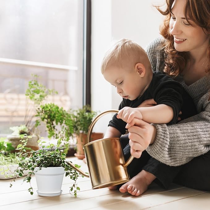 6 inch Small Plastic Nursery Pots, Seedling Pots, 16 Pack Plant Pots for Indoor Outdoor Plants, Flower Pots with Drainage Holes and Saucers, Decorative Planters for House Plants, White