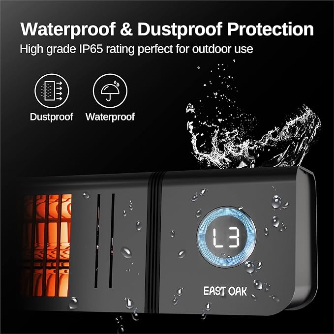 EAST OAK Patio Heater for Commercial Use, 3000W Wall Mounted Electric Infrared Heater, Outdoor Heaters for Patio, Outdoor Heater with IP65 Waterproof & Dustproof Remote Control Black 240V