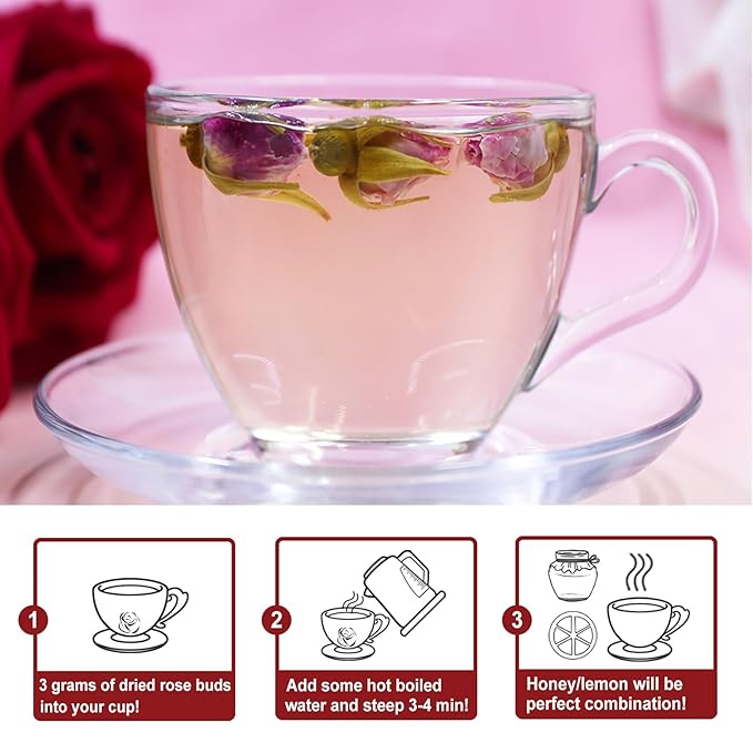 TEARELAE - Premium Dried Rose Buds - 100% Pure Natural Dried Roses Edible Flowers 3oz/85g - Culinary Rosebud for Rose Tea, Baking, Candle Making, Soap Making and Handicraft