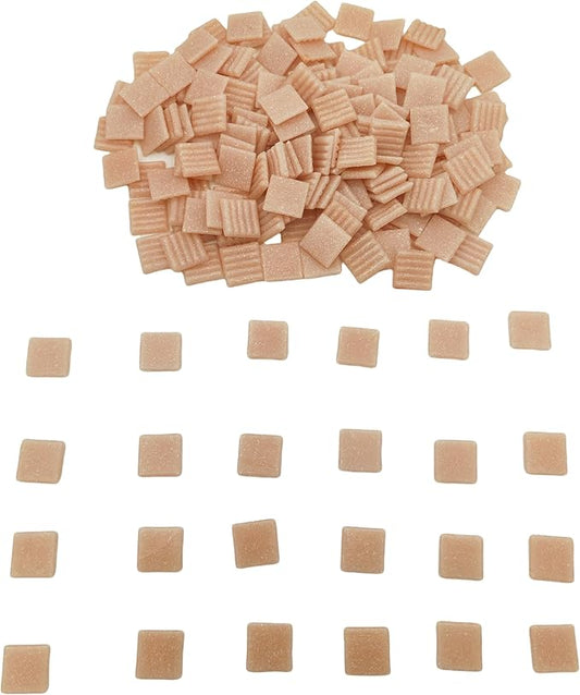 3/4 inch Quartz Glass Mosaic Tiles for Crafts, 1.1 LB, Square Mosaic Pieces for DIY Picture, Home Mosaic Decoration (Fleshcolor)
