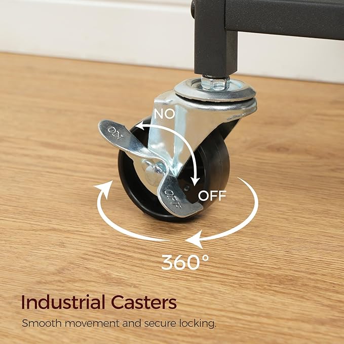 Bar Cart for Home, 3-Tier Serving Cart with Wine Rack, Rolling Wine Cart with Glass Holders, Beverage Cart, for Living Room, Dining Room, Rustic Brown and Black RCHR11801