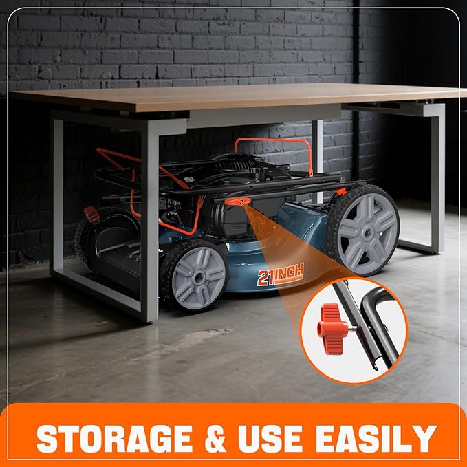 SENIX 21-Inch Gas Lawn Mower Self-Propelled, 3-in-1 Push Cordless Mower with Mulch/Bag/Side-Discharge, 6 Position Adjustable Cutting Height, Steel Deck (LSSG-M1)