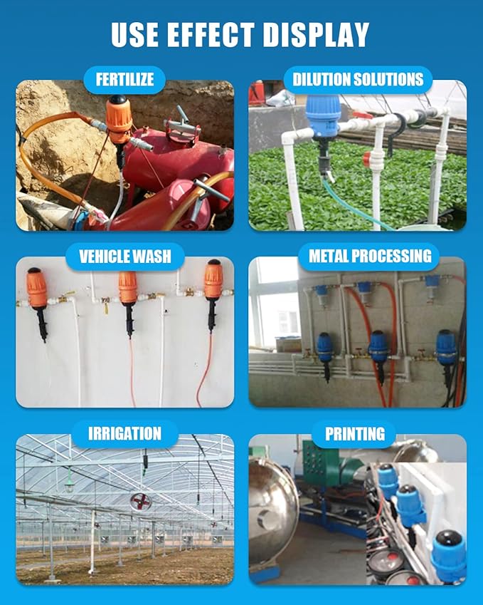 NEWTRY 0.4%-4% Fertilizer Injector for Drip Irrigation Adjustable Water Powered Dosing Pump 3/4" NPT