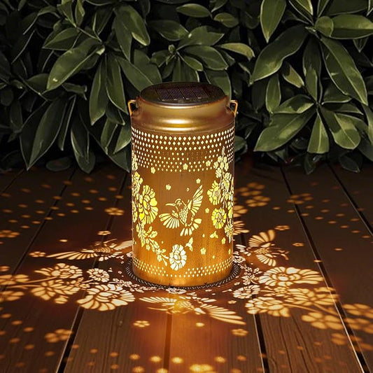 Hummingbird Solar Lanterns Outdoor Waterproof, Metal Hanging Lights Decorations for Garden Yard Lawn Patio, Unique Hummingbird Gifts for Women Mom Grandma Sister for Mother'Day Christmas