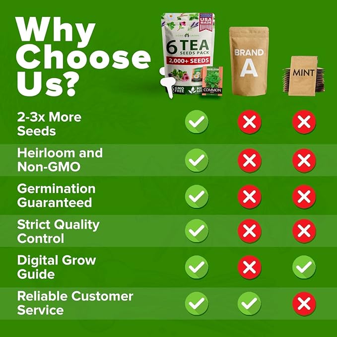 HOME GROWN Medicinal Herb Seeds Vault – 2,000+ Seeds, 6 𝗡𝗢𝗡-𝗚𝗠𝗢 𝗨𝗦𝗔 Heirloom Varieties for Indoor & Outdoor Garden – Lavender, Chamomile,Mint,Lemon Balm,Peppermint,Echinacea +Garden Markers