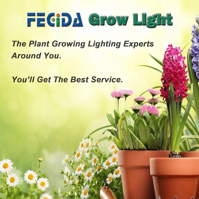 FECiDA Dimmable LED Grow Light for Seed Starting Seedlings Veg, UV-IR Included Full Spectrum Grow Lights for Indoor Plants, 2025 Best Grow Tent Light, Daisy Chain Function & Quiet Build-in Fan