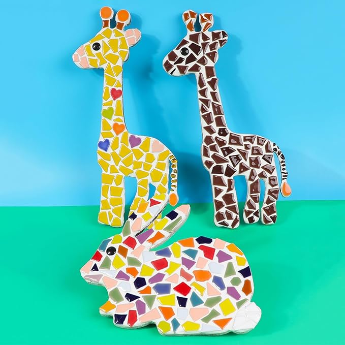 Mosaic Tiles for Crafts Assorted Color Ceramic Glitter Mosaic Supplies Pieces Bulk Square Triangles Trapezoids Polygons Irregular Size, 200g (Sky Blue)