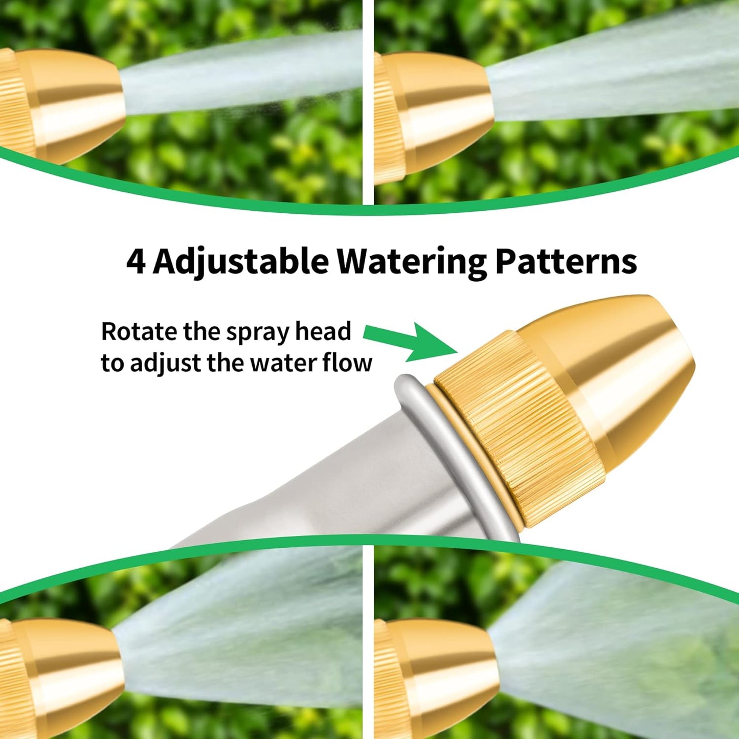 AUTOMAN Garden Hose Nozzle Sprayer - High Pressure 100% Metal Water Spray Nozzle With 4 Patterns - Heavy Duty for Watering Plants, Lawns, Washing Cars & Pets