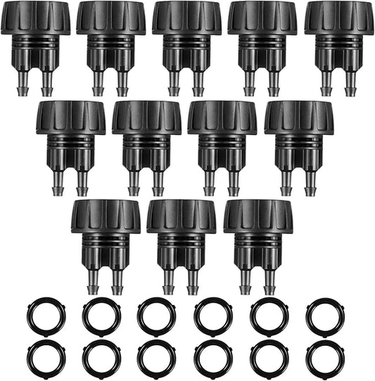 Retisee 12 Pcs 1/4 Inch Drip Irrigation Hose Connectors to 3/4 Inch Garden Faucet Adapter Drip Irrigation System Convert 3/4 to 1/4 Drip Hose Fittings with 12 Washers for Garden Irrigation