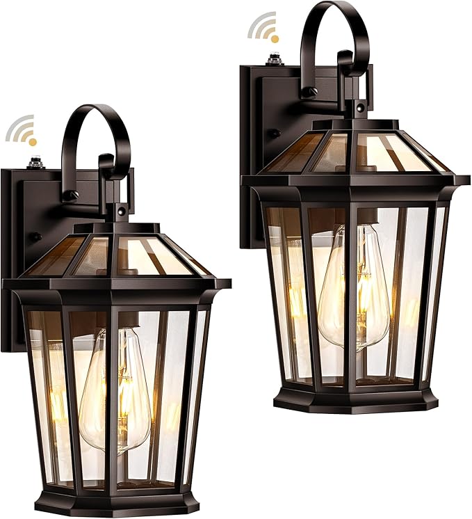 VIANIS 2-Pack Oil Rubbed Bronze Outdoor Lights Wall Mount, Dusk to Dawn Wall Lights for House Outside, Aluminium Modern Porch Lights Sconce, Exterior Wall Lantern Fixture with Waterproof, Anti-Rust