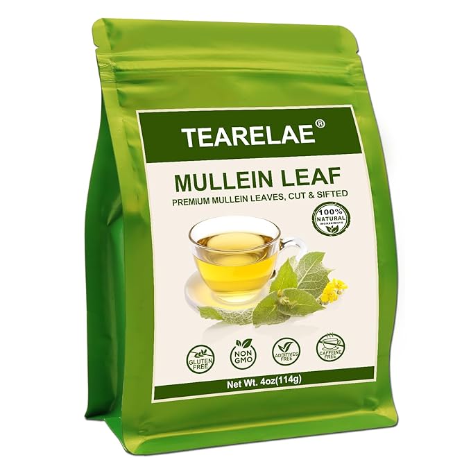 TEARELAE - Mullein Leaf - 4oz/114g - Premium Mullein Leaves - Cut & Sifted - Mullein Leaf Tea for Lung Detox & Respiratory Support- Non-GMO - Caffeine-Free