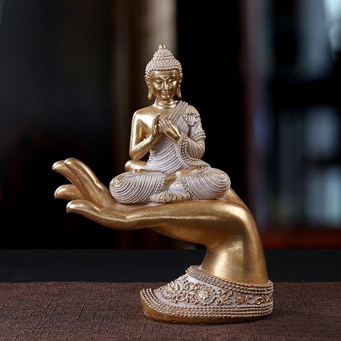 Buddha Statue for Home Decor Gold 8.7"- Buddha Statues for Zen Decor - Buddha Statue Large for Spiritual-Buddha Decor for Living Room-Buda–Indoor Buddha Gift for Relaxation, Meditation or Shrine