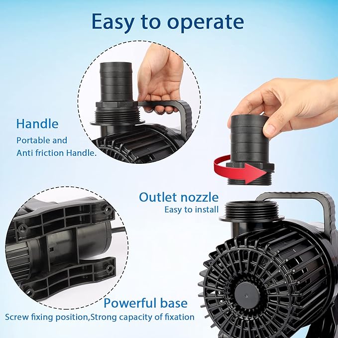 WaterRebirth (9800GPH-620W,UL listed) High Flow Submersible Pond Water Aquarium Pump Multi Scenario Application