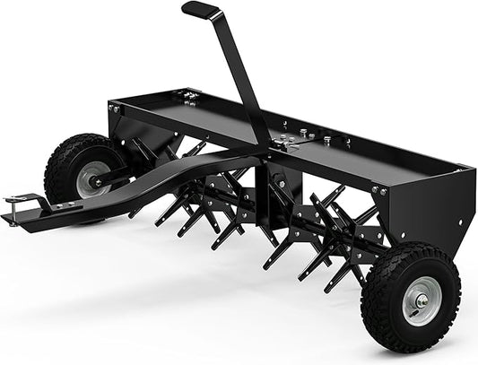 YINTATECH 48" Lawn Aerator Tow Behind with Universal Hitch for Lawn Plug Aerator, Black
