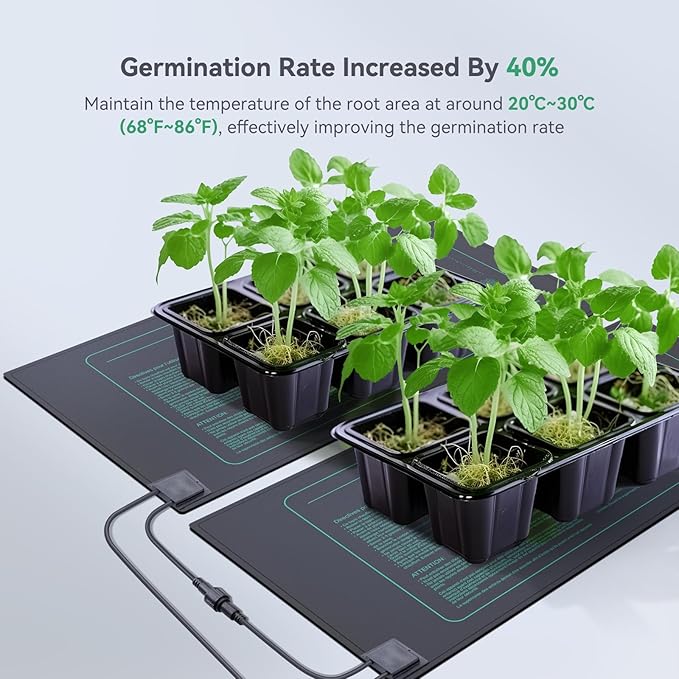 LUXBIRD 6 Pack Daisy Chain Seedling Heat Mats for Indoor Plants, Greenhouses, Germination, Hydroponic Garden, IP67 Waterproof Durable (LB-HMDC-06)