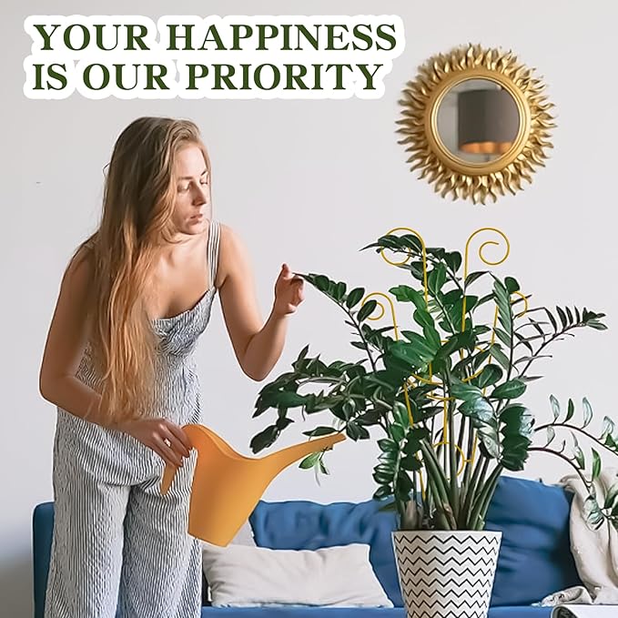 ZOUTOG Trellis for Climbing Plants Indoor 30 Inch, Houseplant Trellis for Potted Plants Metal 4Pcs for Vine Ivy Flower Support,Moon Shape,Golden