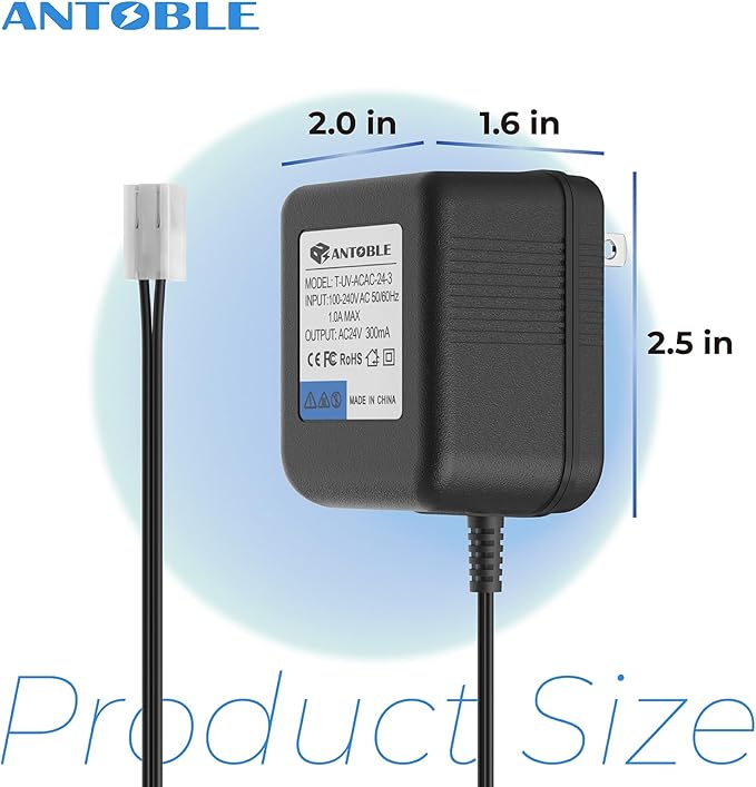 ANTOBLE Sprinkler System Power Supply Transformer 24V 300mA Irrigation Timers System Power Cord Replacement Part AC Adapter Charger Indoor Sprinkler Controller Irrigation System Accessories