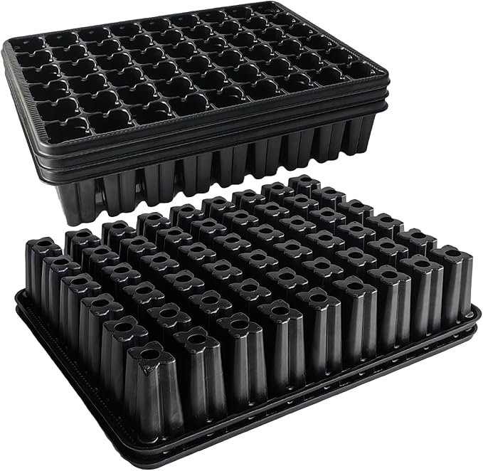54 Cell Seed Starter Trays, 2.8" Deep Plug Tray Seedling for 1015 Nursery Tray, Super Thick Reusable Trays for Easy Transplantation (11.14inch ×14.6 inch, 5-Pack)