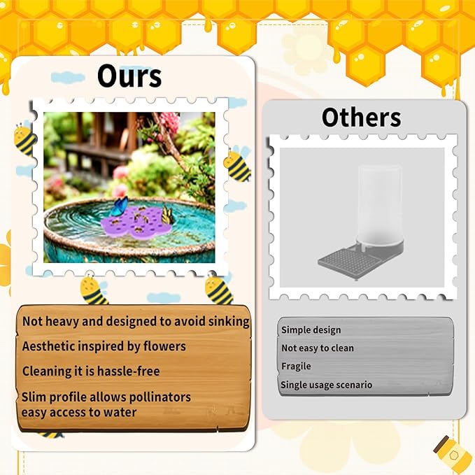 8 Pcs Bee Watering Station for Garden, Floating Bee Island & Butterfly Feeder with Bee Water, 4 Attracting Colors, 3X Faster Petal Texture, Zero-Drowning EVA Foam Design for Any Garden