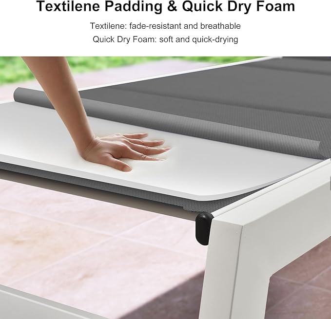 PURPLE LEAF Lounge Chair Pool Chaise Lounge Outdoor Grey 2 Sets