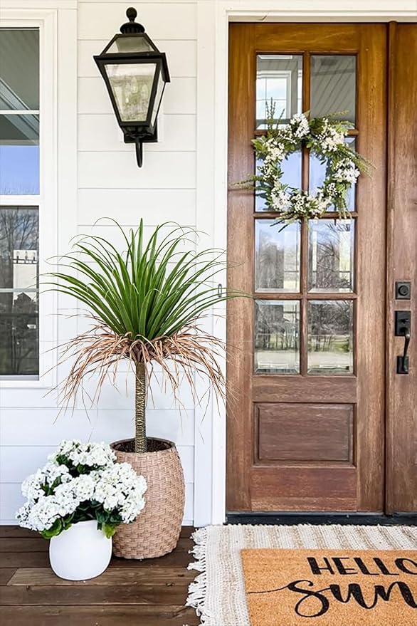 Hollyone 2 Pack Artificial Agave Tree, 3.6Ft Faux Yucca Plant in Pot, Green, Polyester, Indoor/Outdoor Decor, Housewarming Gift