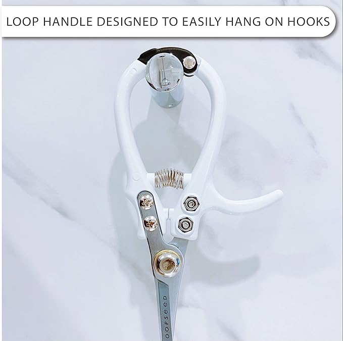 Plant Pruning Shears with Vegan Leather Sheath Garden Trimming Scissors with Belt Holster Bonsai Trimmers Herb Snips Flower Clippers Garden Tools 2 Piece Bundle (White & Black)