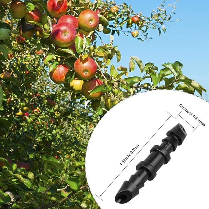 Kalolary 150 Pieces 1/4’’ Straight Barbed Connectors, Fitting Drip Irrigation Fitting Drip Irrigation Barbed Coupling Single Barbed Connector for Irrigation Tubing System and Garden