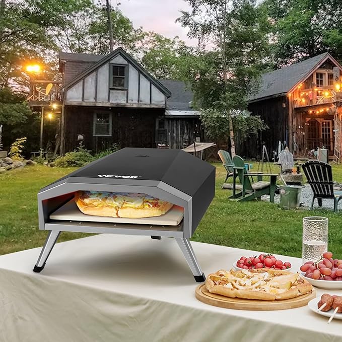 VEVOR Outdoor Propane Gas Pizza Oven, 13 inch Propane Pizza oven, 3 Layers Thick Portable Pizza Maker for Outside Backyard Camping Picnic, Carry Bag, Foldable Leg