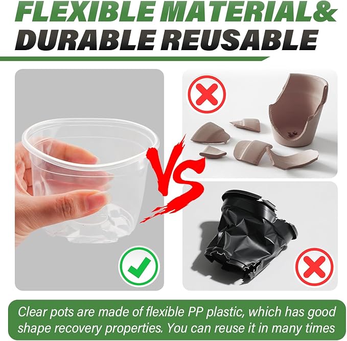 Clear Seedling pots 20 Pack 3.2 Inches Round for Seeds Starter Pots, Seeds Germination Transparent Clean Pots with Drainage Holes(Clear,20 Pcs, 3.14Inch)…