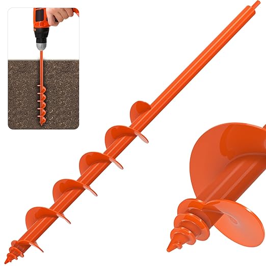 Auger Drill Bit for Planting 3''x32'' Garden Earth Auger 3mm Thicker Drill Augers for Digging Holes Heavy Duty Auger Post Hole Digger for Bulb, Flowers, Plants - Fits 3/8" Hex Drive Drill