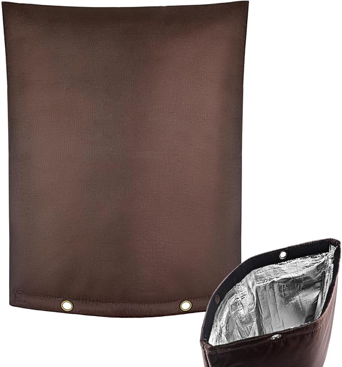 Outdoor Backflow Preventer Cover - 16''W x 20''H, Winter Freeze & Weatherproof Protection for Irrigation Pipes & Sprinkler Valves- Brown