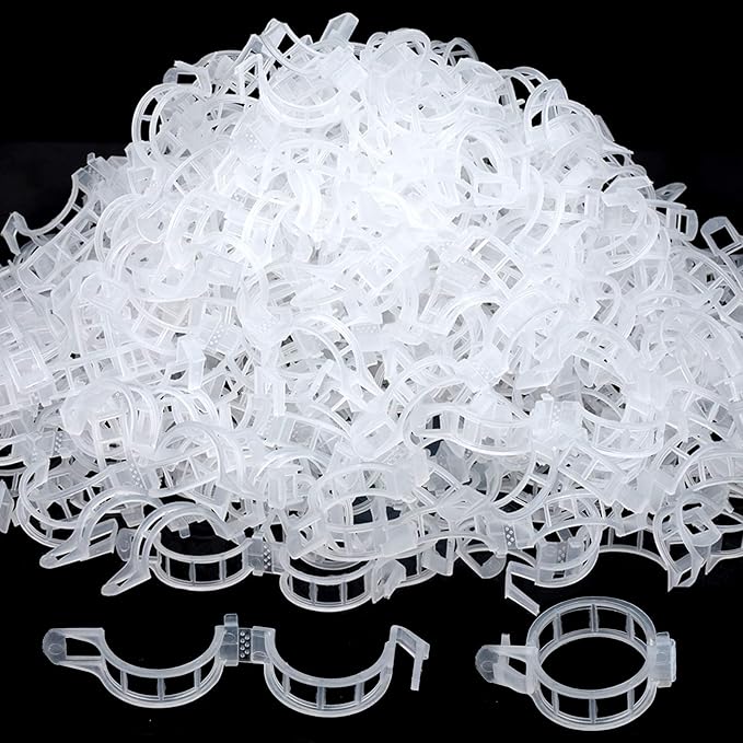 FANDAMEI 300 PCS Plant Support Clips, Plastic Garden Plant Ties, Tomato Clips Trellis for Tomato Cucumber Flower Squash Vine, 1” Inner Diameter for Climbing Plants