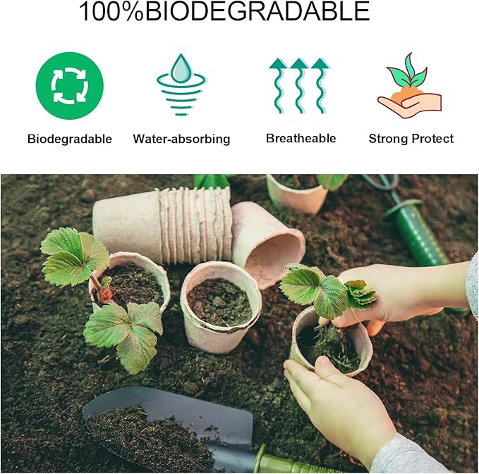 JERIA 200-Pack 3.15 Inch Peat Pots for Seedling with 200 Pcs Plant Labels,Outdoor Garden Germination Nursery Pots,Biodegradable Seed Starter Pots Kits