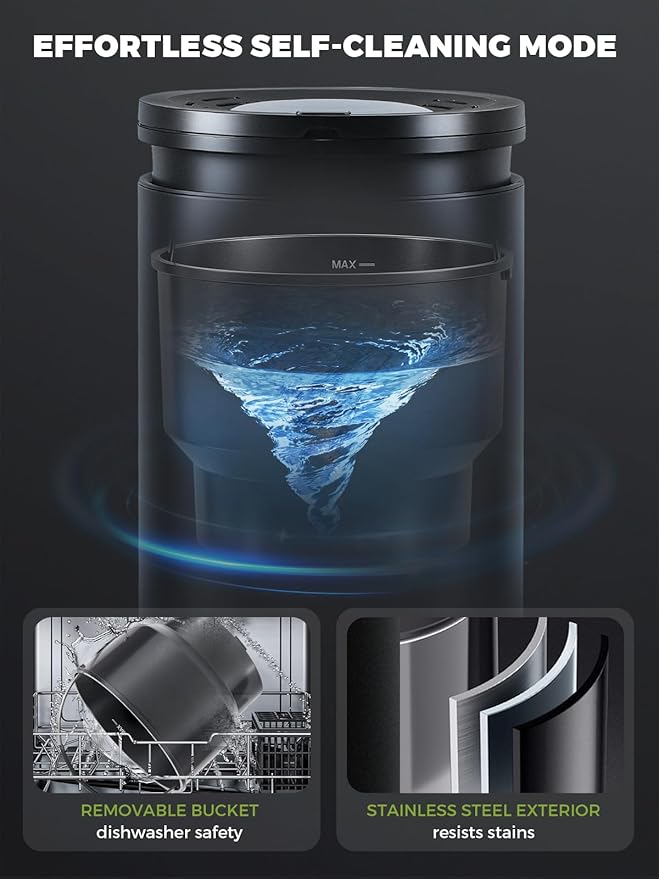 Electric Composter for Kitchen Smart Odorless Countertop Compost Bin Machine Quiet Larger 4.5L Indoor Food Cycler with Auto Cleaning, 3 Modes, 2 Carbon Packs, Turn Food Waste into Fertilizer