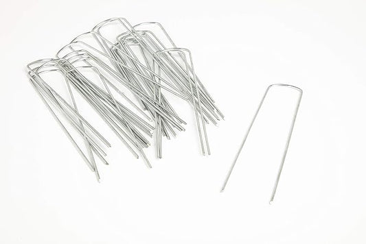 Landscape Pins (50 Count) - Galvanized Heavy-Duty Sod Pins Anti-Rust Fence Stakes for Weed Barrier Fabric, Ground Cover, Irrigation Tubing, 13 Gauge, 50 Pcs