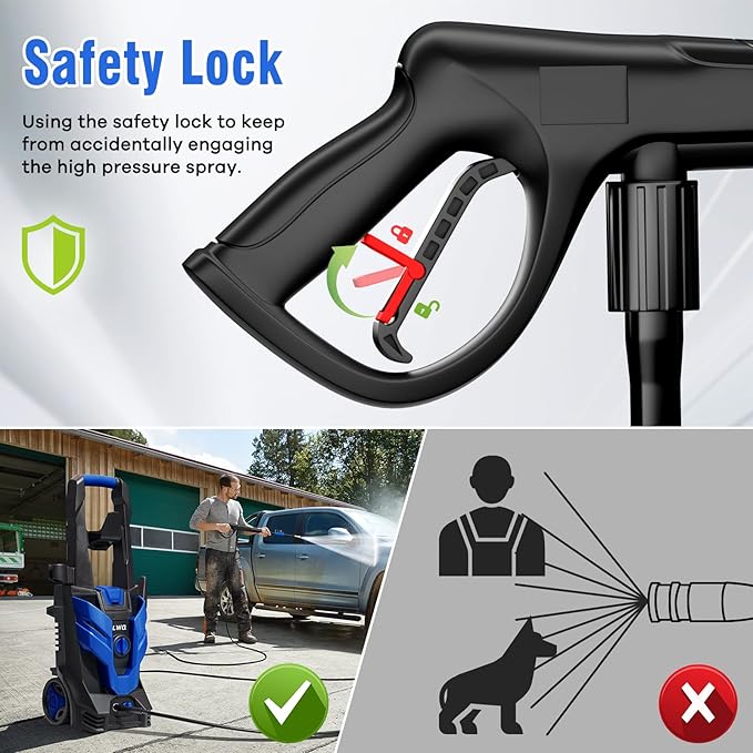 Pressure Washer, Power Washer with 4 Quick Connect Nozzles, High Pressure Cleaning Machine with Foam Cannon for Cars/Fences/Driveways/Patios/Home Cleaning, Blue