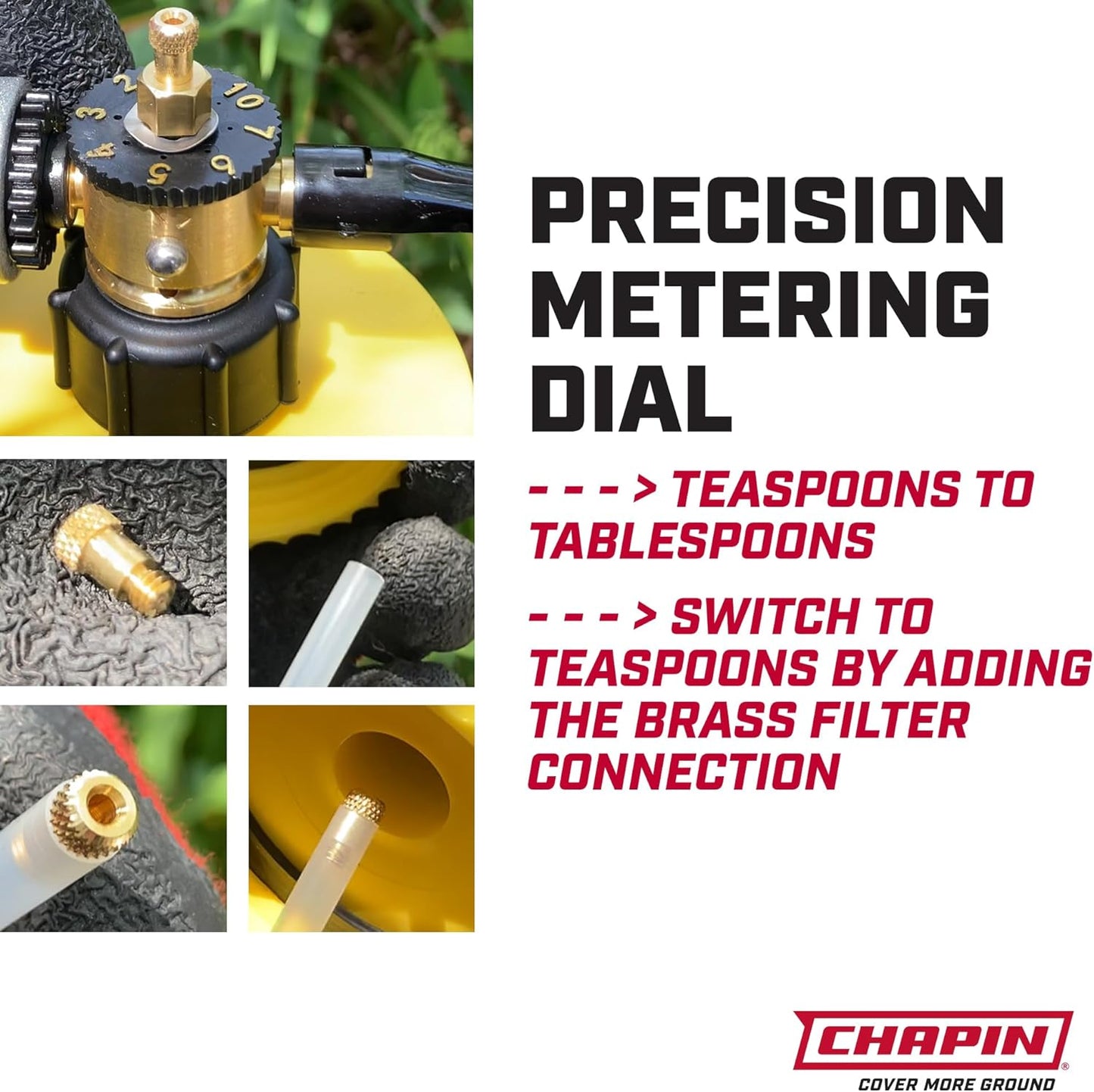 Chapin G364D Made in The USA 32 Ounce Professional Lawn and Garden Hose-End Sprayer with 16 Mixing Rations on The Metering Dial, Built-in Anti-Siphon, Translucent White