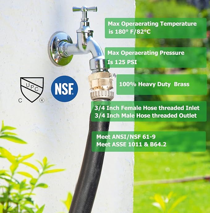 WHK Hose Bib Backflow Preventer Vacuum Breaker,Garden Hose Check Valve to Connect 3/4 Inch Outdoor Faucet Spigot,Sprinkler,RV,Anti-Siphon,6 Packs