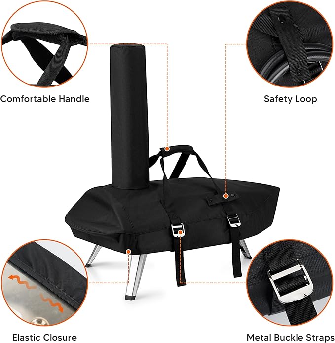 Onlyfire Chef Pizza Oven Cover for Ooni Karu 12, Outdoor Pizza Oven Protective Carry Cover, Heavy Duty Waterproof Weather Resistant Dust-Proof, Black