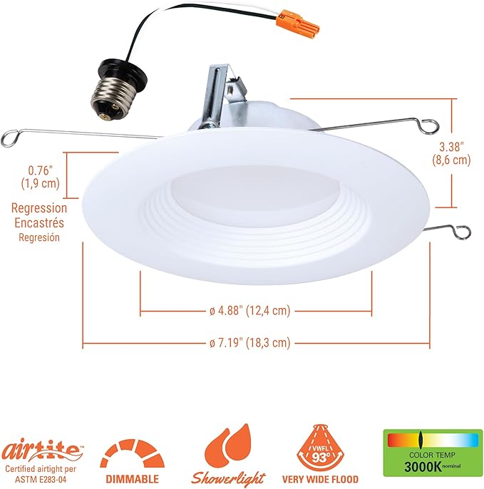 HALO LTE 5/6 Inch Indoor/Outdoor Recessed LED Trim Can Light, 3000K - Contractor Value Pack (12-Pack) - LTE566930-12PK