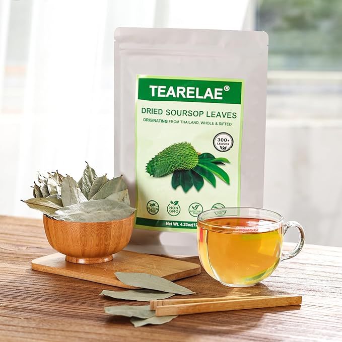 TEARELAE - Soursop Leaves Tea - 300+ Premium Soursop Graviola Dried Whole Leaves - Hojas De Guanabana - Country of Origin Thailand - Support Digestion & Rich In Nutrients