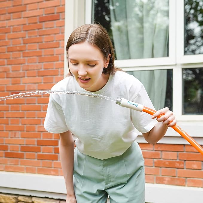 Fevone 50 ft Garden Hose, Heavy Duty Water Hose, Hybrid Polymer, Kink Resistance, Flexible, Durable, Leak Free, Aluminum Fittings, 3/4" GHT, 5/8" ID, 600 Psi, Drinking Water Safe