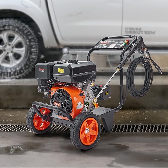 VEVOR Gas Pressure Washer, 4400 PSI 4.0 GPM, Gas Powered Pressure Washer with Copper Pump, Spray Gun and Extension Wand, 5 Quick Connect Nozzles, for Cleaning Cars, Homes, Driveways, Patios