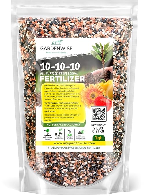 10-10-10 Plant Fertilizer Slow Release - 10 10 10 All Purpose Granular Garden Fertilizer for Vegetables, Tomato, Arborvitae, Shrubs, Rose, Flowers, Fruit, Fig Trees (1 Quart)